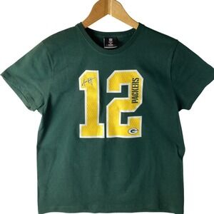 Green Bay Packers Aaron Rodgers 12 NFL Team Apparel Womens T Shirt Size Medium